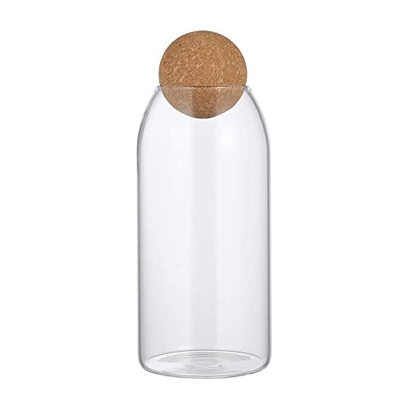 Pot de Stockage en verre avec Couvercle En Bois Boule De Bonbon Clair Pot pour Servir le Thé Café: l