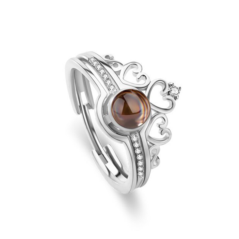 Liebe Ringe und 100 sprachen ICH liebe sie Projektion Ring Romantische Liebe Speicher Hochzeit Herz Ring Schmuck: 01 silver