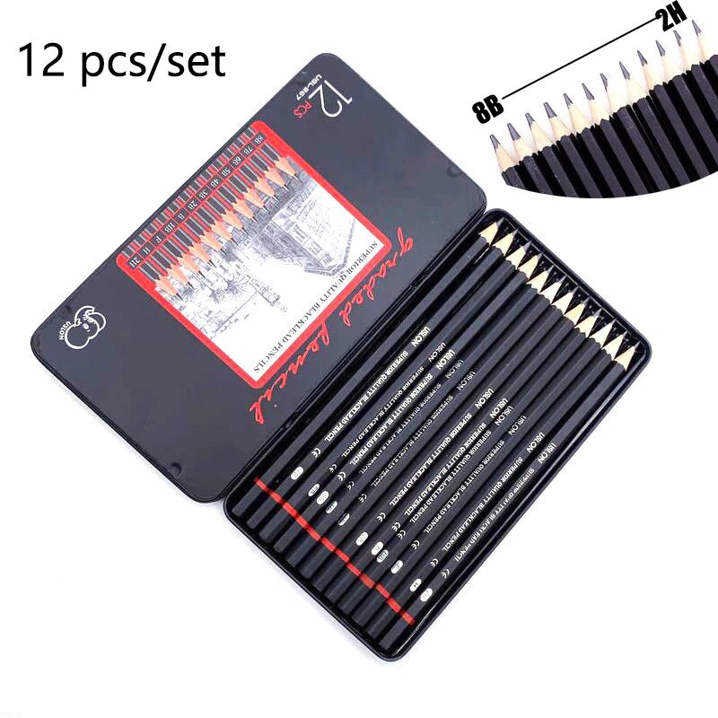 12 PCS/SET 2H-8B Wooden Lead Pencils Set for drawing Journal writing Pencils for school Smooth writing Art supplies