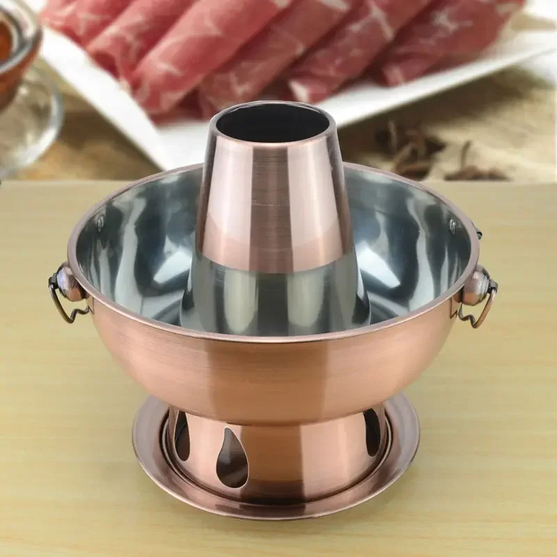 1,8 liter roestvrijstalen hete pot, Chinese fondue lam Chinese houtskool hotpot buitenfornuis picknickfornuis