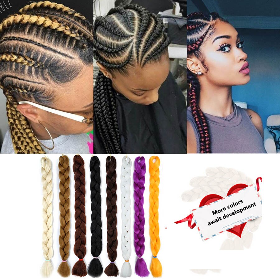 82 zoll Hüfte-hüpfen schnur mit Reggae perücke schwarz Afrikanische farbe flechten einfarbig hohe temperatur haar Headwear Synthetische Flechten Haar