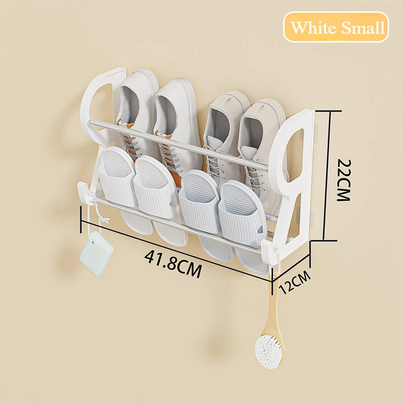 Boven de deur Schoenenrek Stickable Shoe Organizer Wandmontage Geen ponsen vereist Slipper Rack Badkamer Multifunctionele plank: Licht Groen