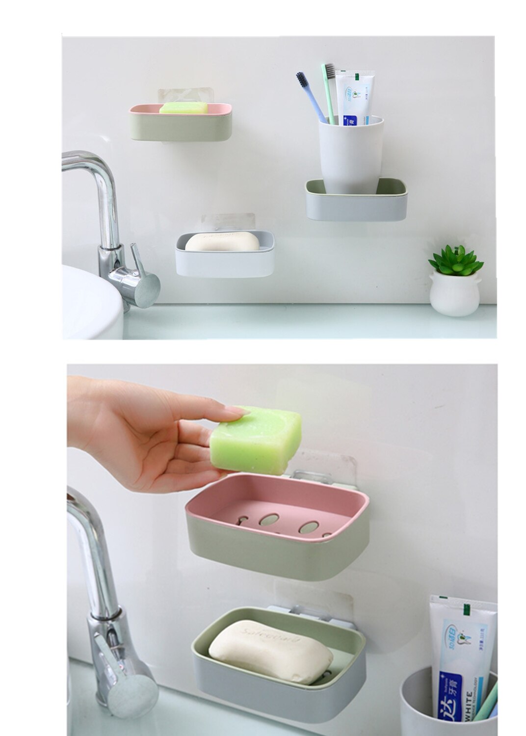 Smile shape soap holder no nail soap box Toilet shower tray draining rack bathroom gadgets soap dish bathroom soap rack