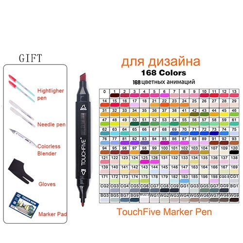 Alcohol Based Markers Touchfive for Drawing Sketch Marker Pen Set Dual tip 10/30/40/60/80/168 Colors Art Marker for School