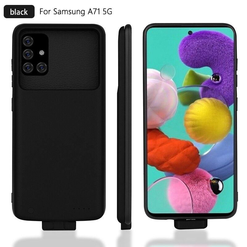 5000mah Battery Charger Case For Samsung Galaxy A71 5G Power Bank Charging Case 5000 mAh Battery Case for Samsung A71 5G Black: Black