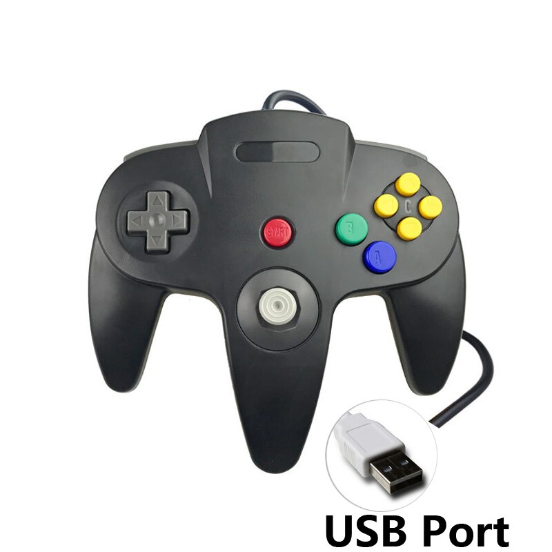 Mando con cable para GameCube, Accesorios para Nintendo N64 para PC, mando de ordenador: USB Black