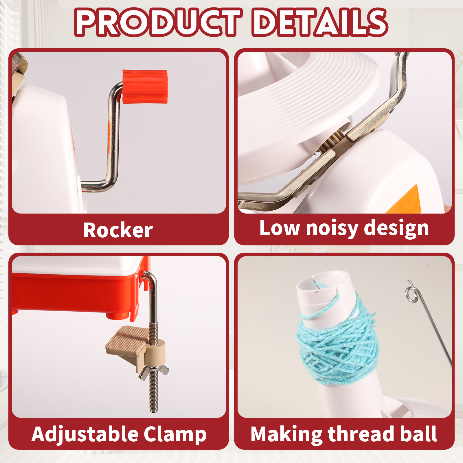 Hand Operated Yarn Winder Fiber Wool Manual Handheld Winder Machine String Ball Portable for DIY Sewing Making Accessories