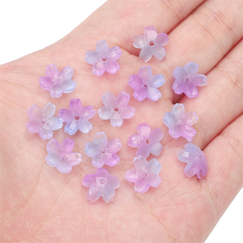 10 Uds. Cuentas sueltas degradadas de vidrio de 11mm, cuentas de flor de cerezo para hacer bricolaje, pulsera, collar, pendientes, accesorios: Rojo