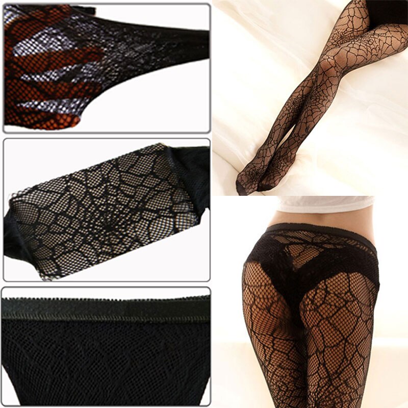 Women Pantyhose Spring Thin Stockings Tights Sheer Elastic Spider Web Net Hosiery Long Socks Lace Top Ladies Girls Stockings-35