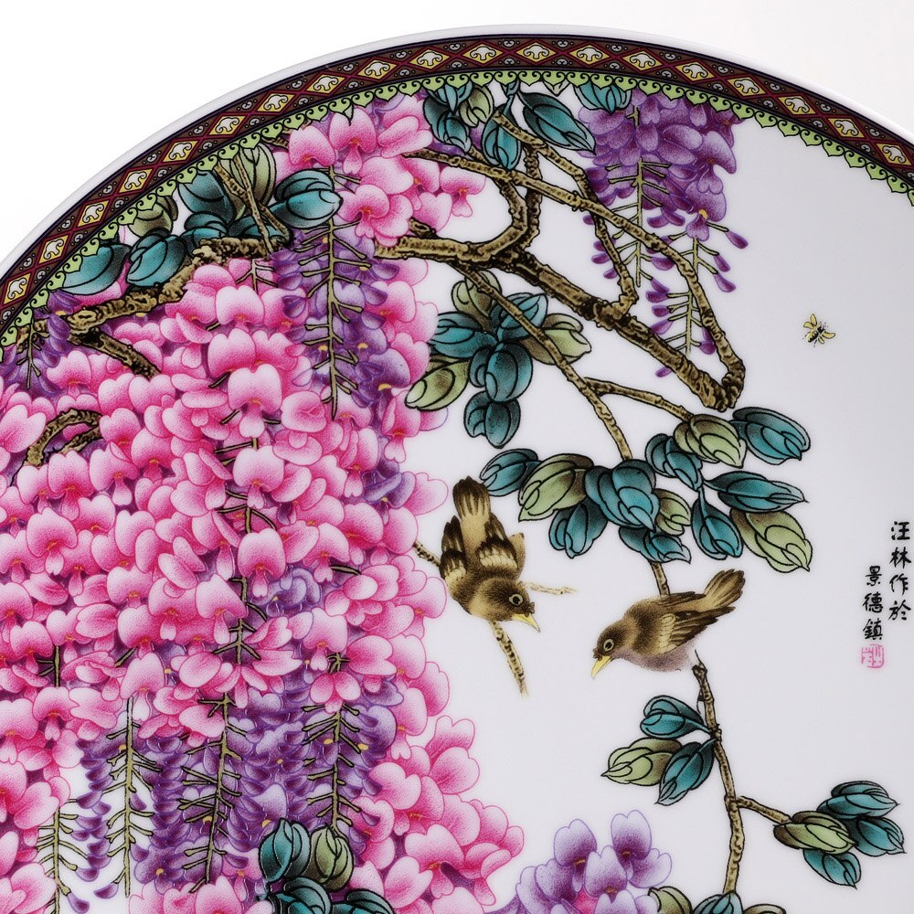 plato para colgar de cerámica de estilo chino Placa de reconocimiento de Arte de porcelana para Living Room Hotel