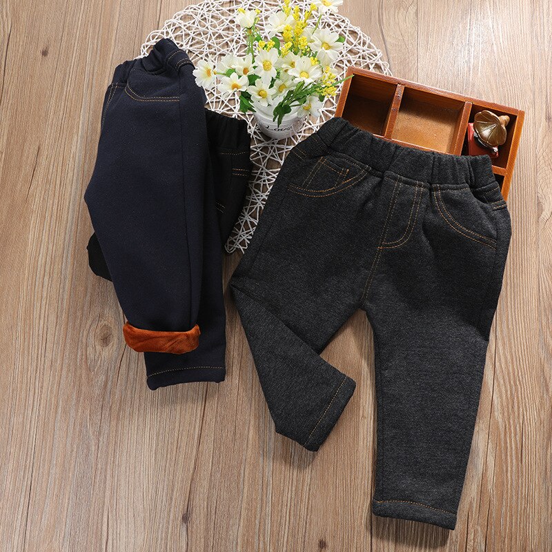 Tykke piger jeans baby børn jeans til børn drenge piger leggings børn tykke fleece bukser småbørn bukser piger bukser vinter 1-6y