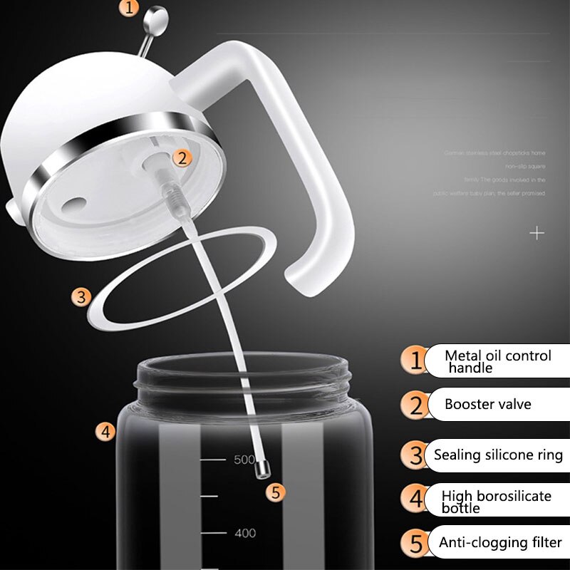 Dual-Purpose Olive Oil Spray Pouring Bottle BBQ Kitchen Glass Dispenser Bottle