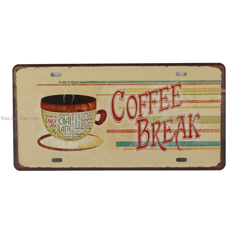 Fresh Brewed Coffee Menu Cafe Bar We are Open Closed Metal Tin Signs Iron Painting Home Plaque Wall Stickers Pub Cafe Shop: G