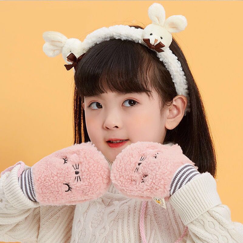 Crianças meninos meninas luvas de inverno bebê dedo cheio luvas engrossar infantil velo criança mão mais quente luvas 1-4y