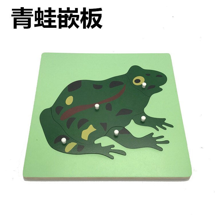 Wooden Toys Animal and Plant Panels Animal Puzzle Extension Nine Panels Mongolian Kindergarten Early Learning Toys for Children: frog