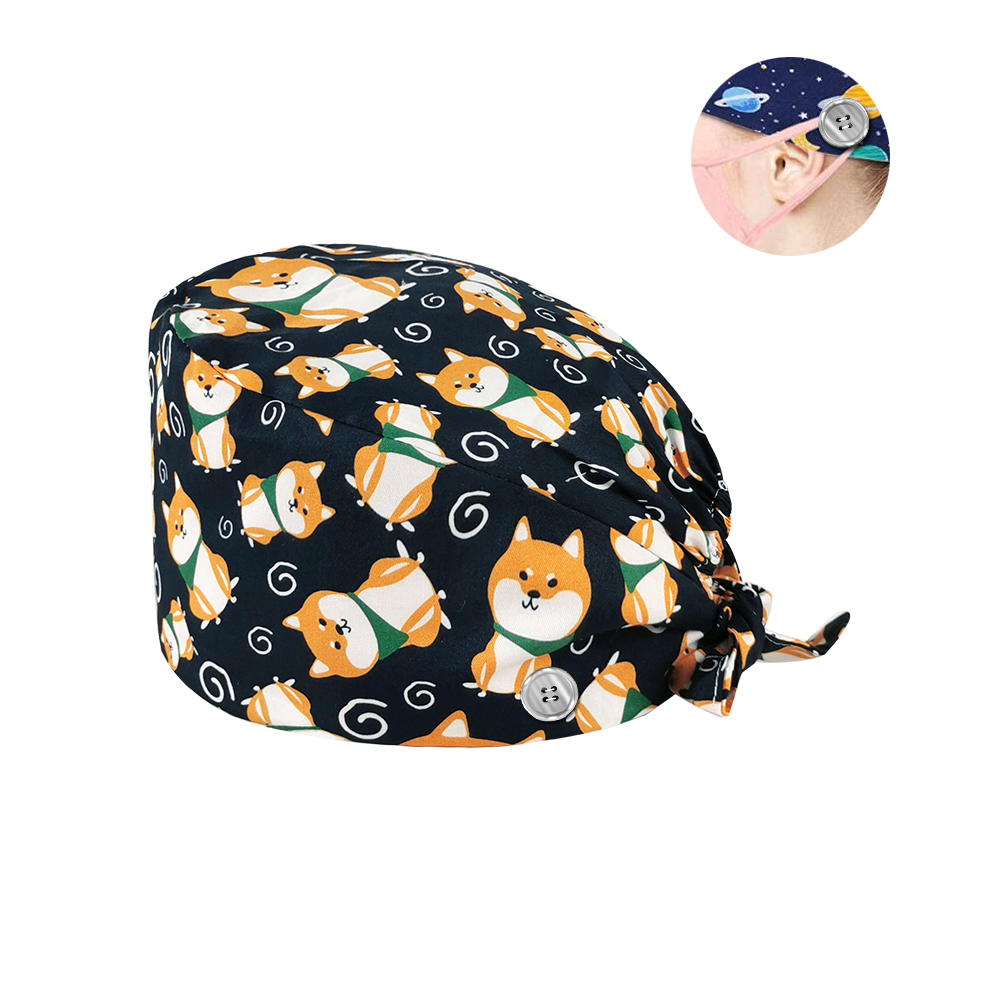 HC2K22003Wholesale Breathable lab hat Laboratory hat the Buttons scrub caps adjustable unisex Pet grooming work: 22016
