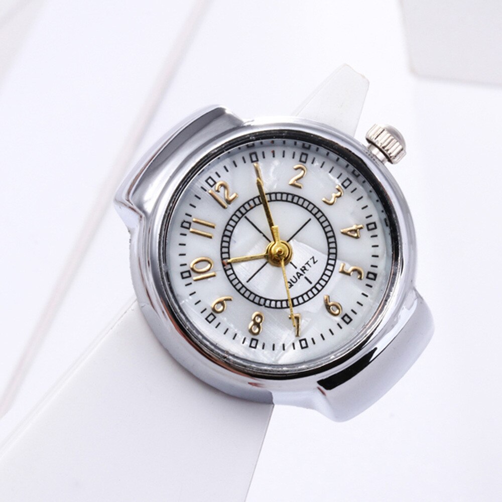 Men Women Dial Analog Watch Steel Cool Elastic Quartz Simple Gold Silver Finger Ring Watch Girls Boy