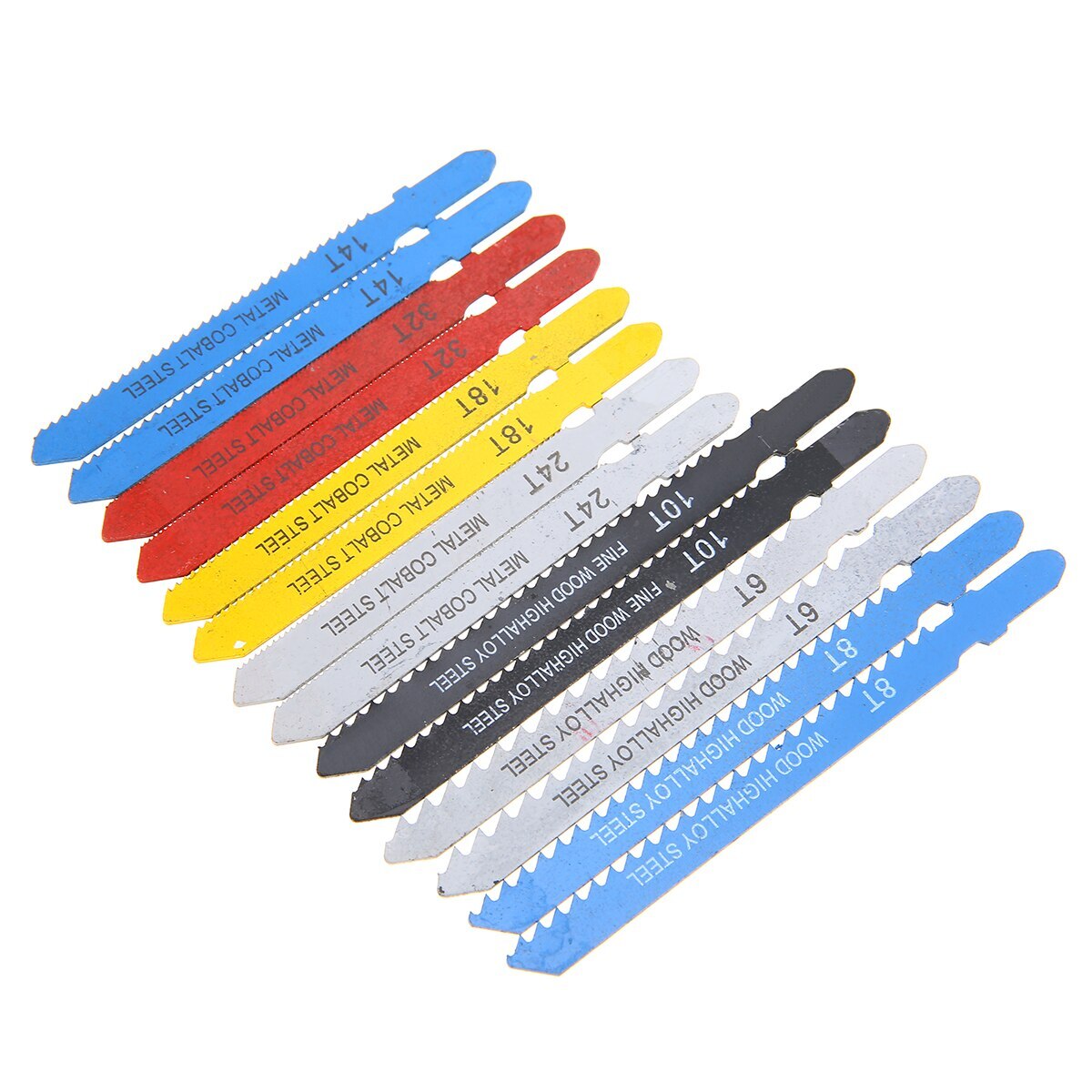 14pcs Jig saw Blade Set Assorted T-shank Jigsaw Blade Set Metal Steel Jigsaw Blade Set Fitting For Plastic Woodworking Tools