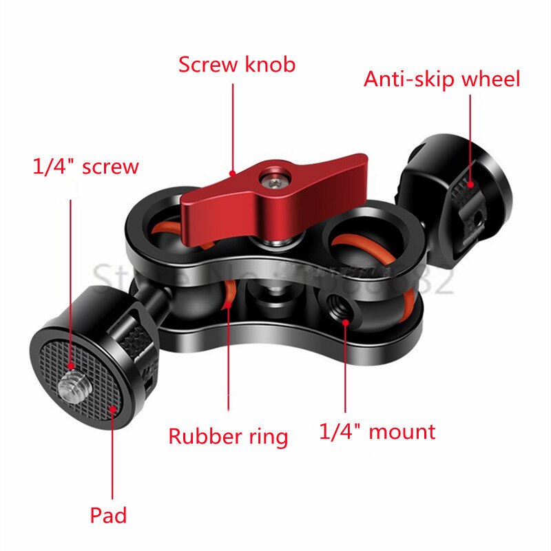 Jadkinsta 360 Grad Dual Ball Kopf Heißer Schuh Magie Arm montieren Adapter mit 1/4 "für Sony Kanon Nikon DSLR kameras Kugelkopf