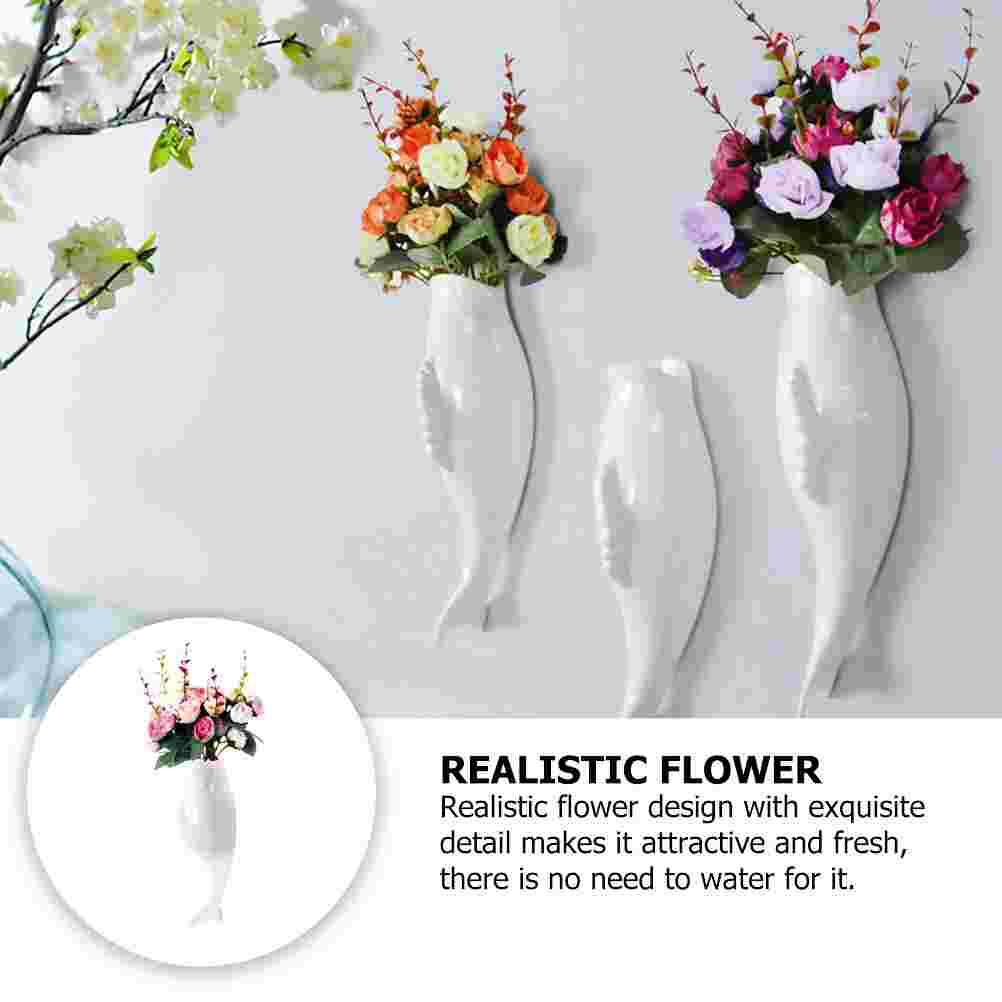 1 Set Fish Shape Vase Durable Practical Ceramics Vase Decor for Living Room Home