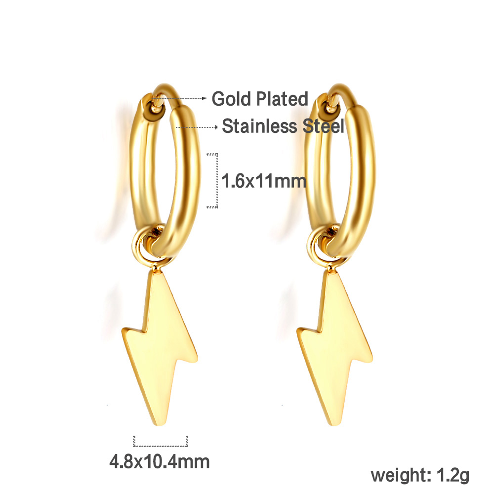 Pendientes de aro colgantes con dije geométrico Simple de lujo para mujer y hombre, Huggies de acero inoxidable con corazón, estrella, Luna, Cruz: PLATEADO