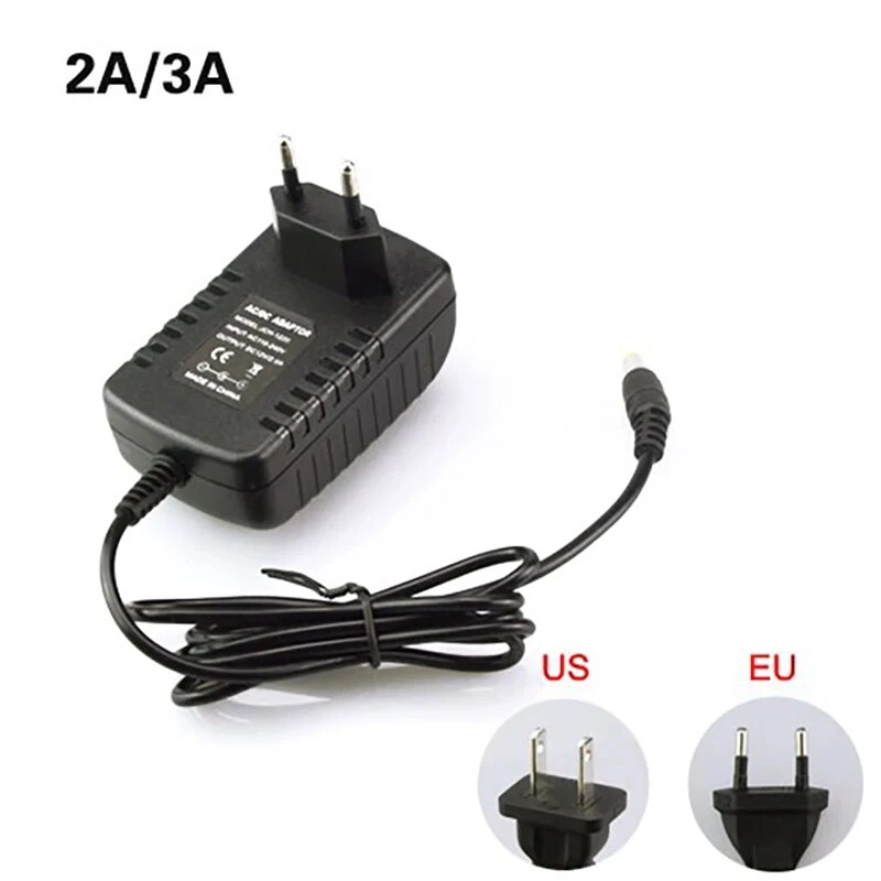 Transformateur d'alimentation 12 volts, convertisseur AC 100-240V à DC 12V, adaptateur d'alimentation EU US, chargeur de Source DC12V 1A 2A 3A, pilote LED