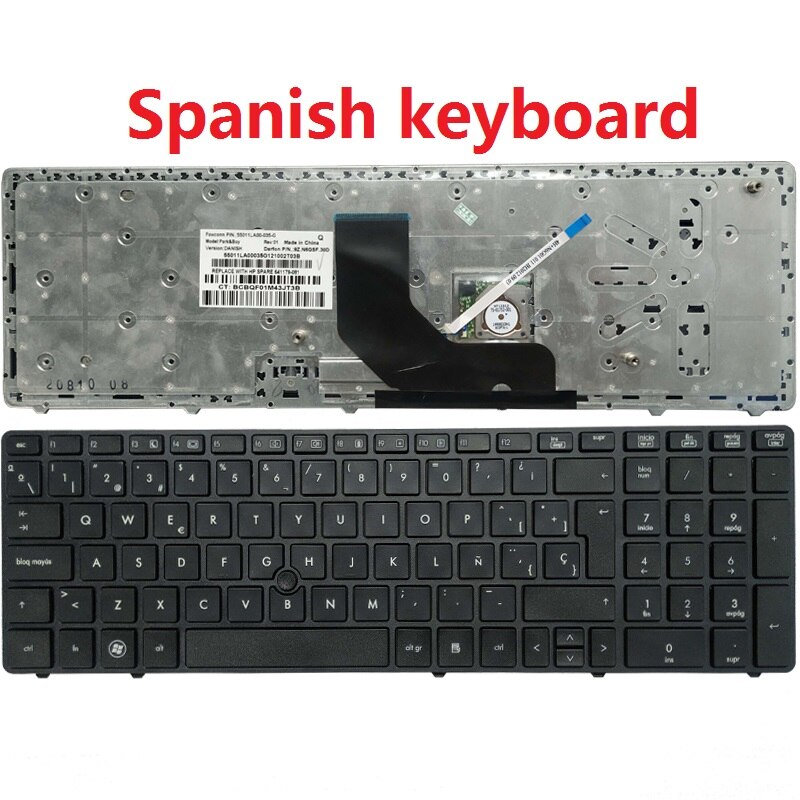 Latin laptop Keyboard for HP EliteBook 8560p 8570P 8560B 6560b 6565b 6560P keyboard With pointing stick with black/silver border: Black
