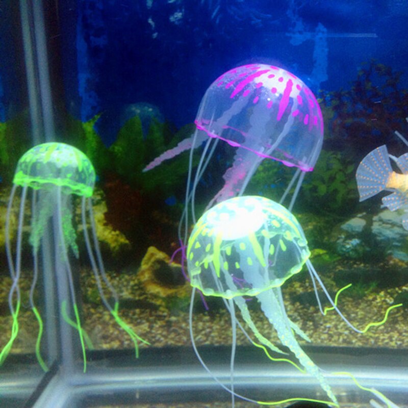 Aquarium lumineux artificiel en Silicone, paysage aquatique, poisson méduse, brille dans la nuit, ornement sous-marin