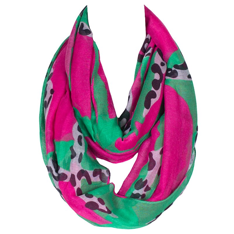 Gedrukt Leopard Infinity Polyester Shawl Loop Sjaal Vrouwen Dame Rood/roze/zwart Ring Sjaal 180*90 cm