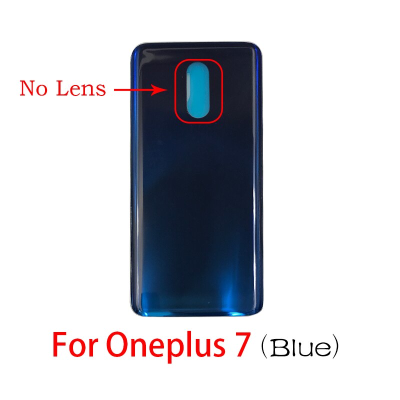 Back Battery Door Rear Housing Cover Case With Glass Camera Lens with Tape Replacement For Oneplus 7 Pro 7Pro: 7 Blue No Len