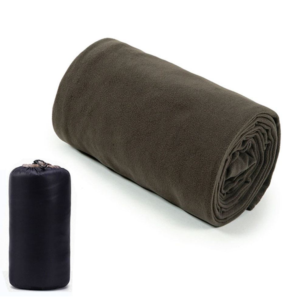 Draagbare slaapzakvoering Microfiber fleece reislaken Slaapzak Campingdeken met ritssluiting voor buiten kampeertentbed: Light Grey