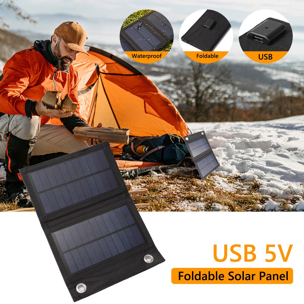 Waterproof Folding 6W Power Bank Charger Solar Cells Battery Pack 5V USB Portable Solar Panels for Mobile Phone with Carabiner