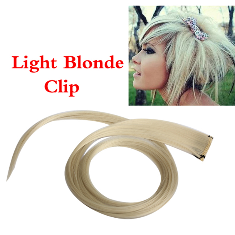 Licht Blond Lange Punk Clip On Hair Extensions Straight LDO99