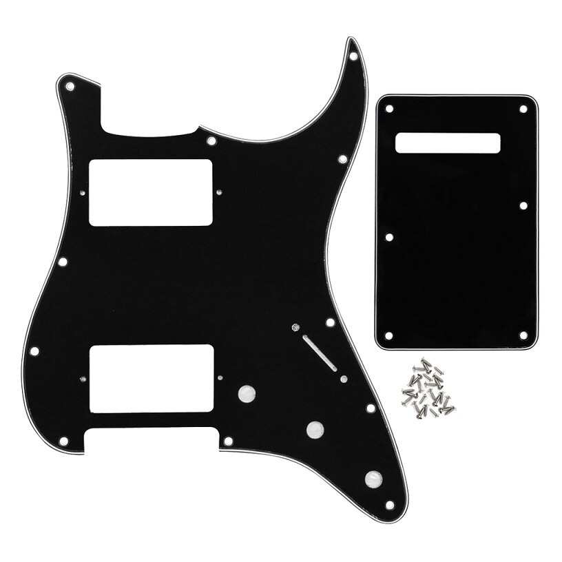 FLEOR Set of 11 Hole HH Electric Guitar Pickguard Scratch Plate & Back Plate & Screws for USA Strat Style Guitar Parts