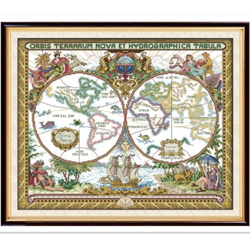 Old world map cross stitch kit 14ct 11ct print canvas hand sew cross-stitching embroidery DIY handmade needlework