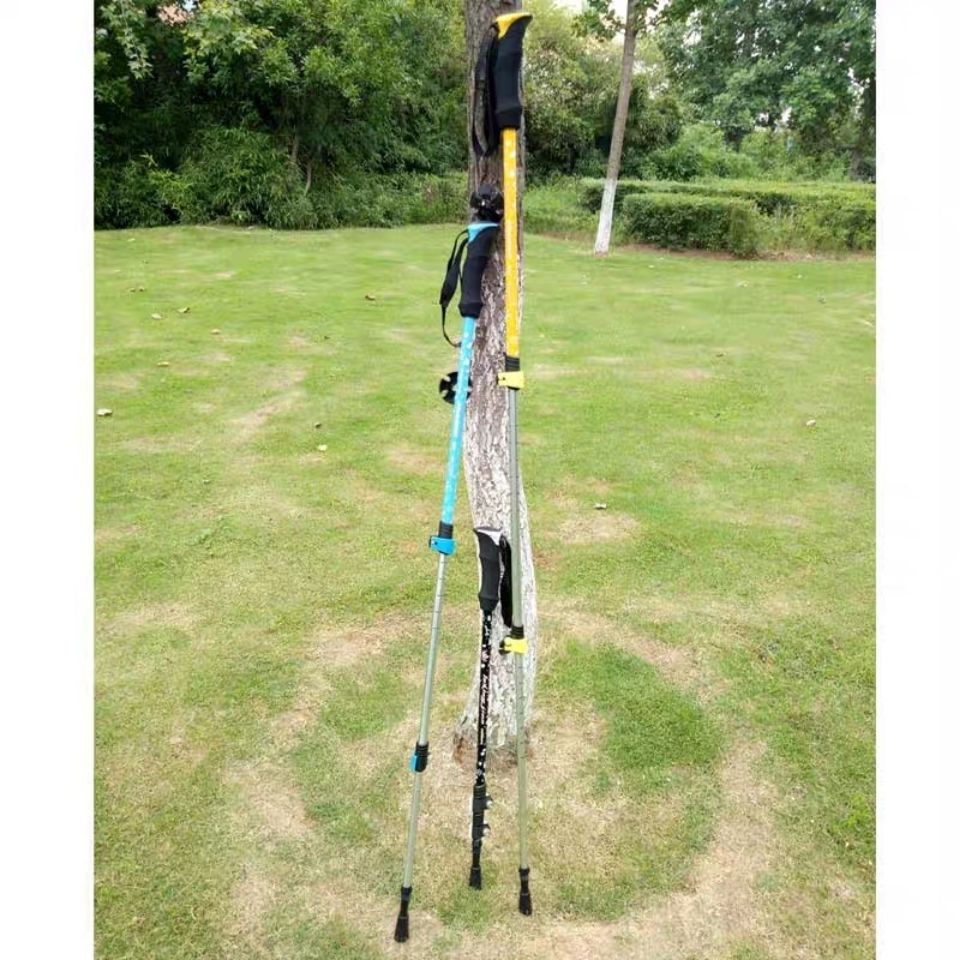 Mountaineering Stick Hiking Outdoor Carbon Ultra Light Retractable Lock Aluminum Alloy Foam Three Section Shock Absorption