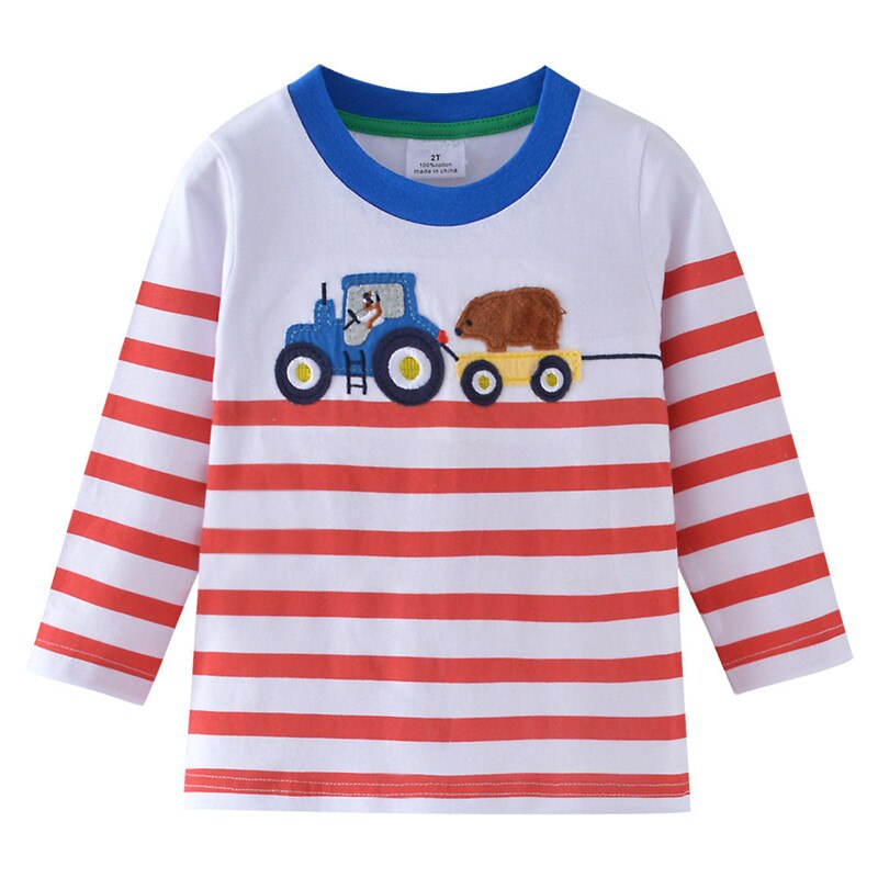 Springen Meter Baby Applique T Shirts Katoen Lange Mouw Jongens Meisjes Kleding Leuke Pinguïn Kids T Shirts Herfst Lente Kleding
