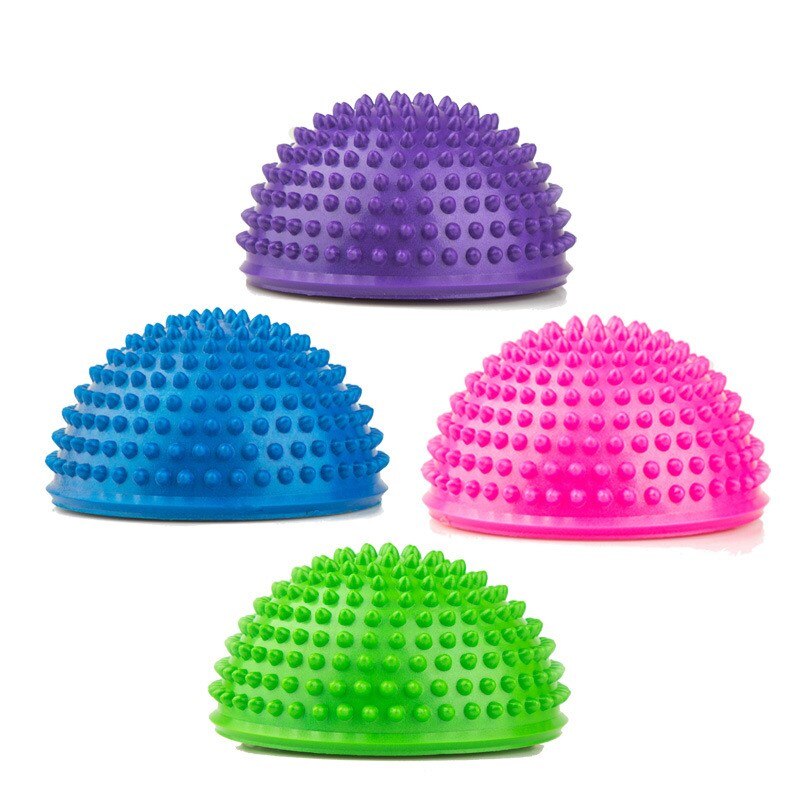 Pvc uppblåsbara yogabollar massagepunkt halv fitball övningar tränare stabilisator gym pilates fitness balansboll