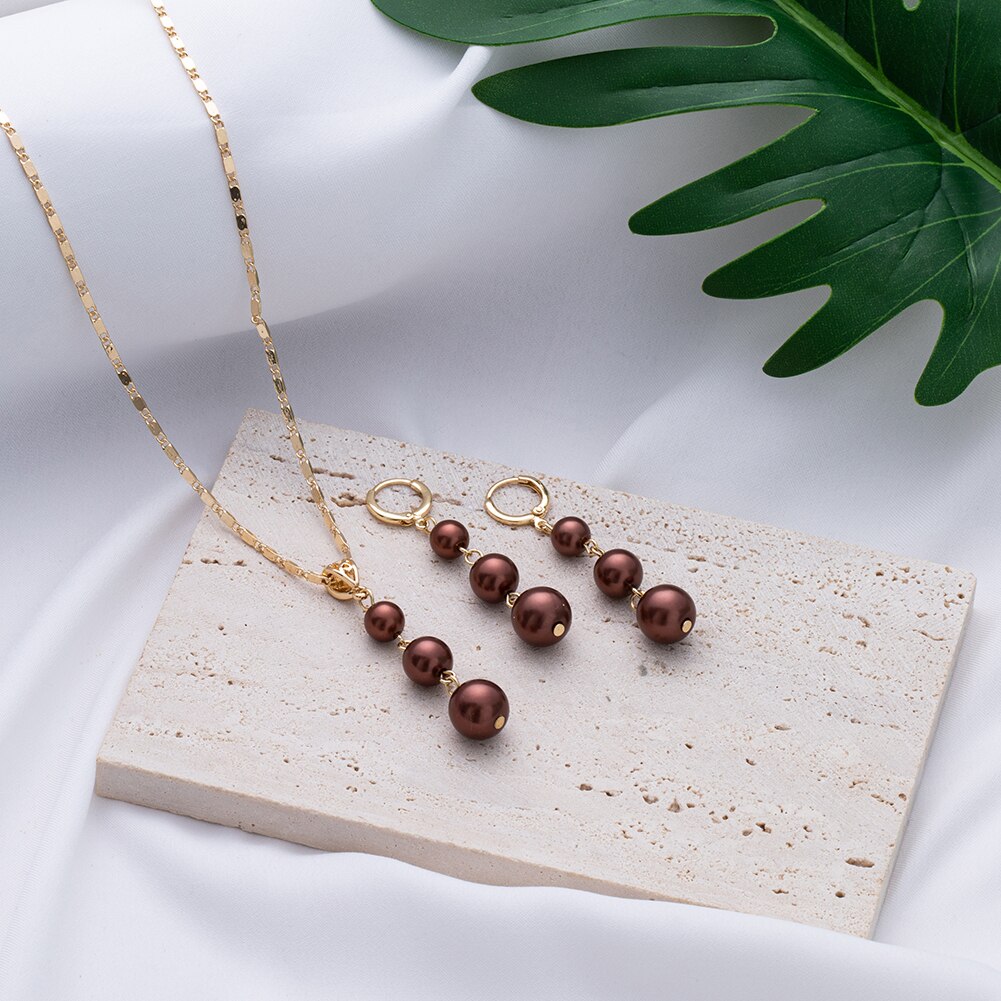 Cring Coco Hawaiian Polynesische Plumeria Ketting Set Gold Filled Hanger Hoop Oorbellen Sieraden Sets Voor Vrouwen Meisjes: ZH0500GOBR