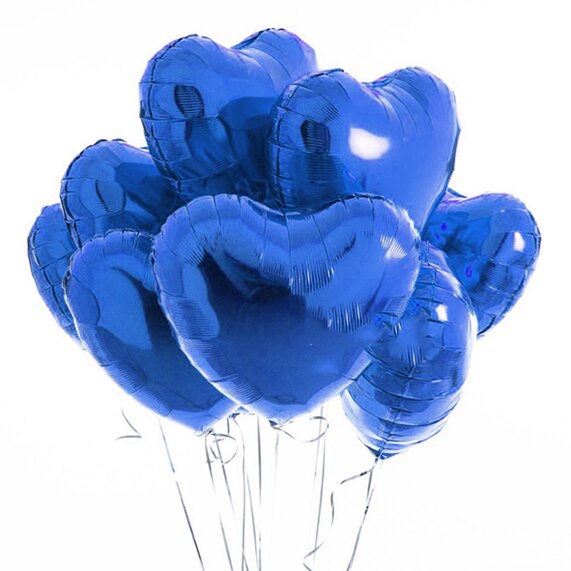 Globos en forma de corazón de aluminio rosa y oro rojo de 18 pulgadas, 5 uds., globos en forma de corazón románticos de amor, globos de aluminio, decoración de de cumpleaños o boda: blue