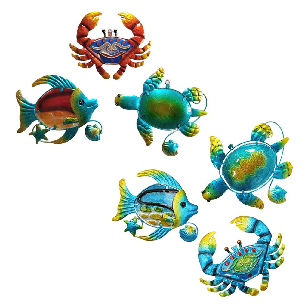 6Pcs Metal Sea Turtle Wall Decor Decorations for Garden Pool Patio Bathroom