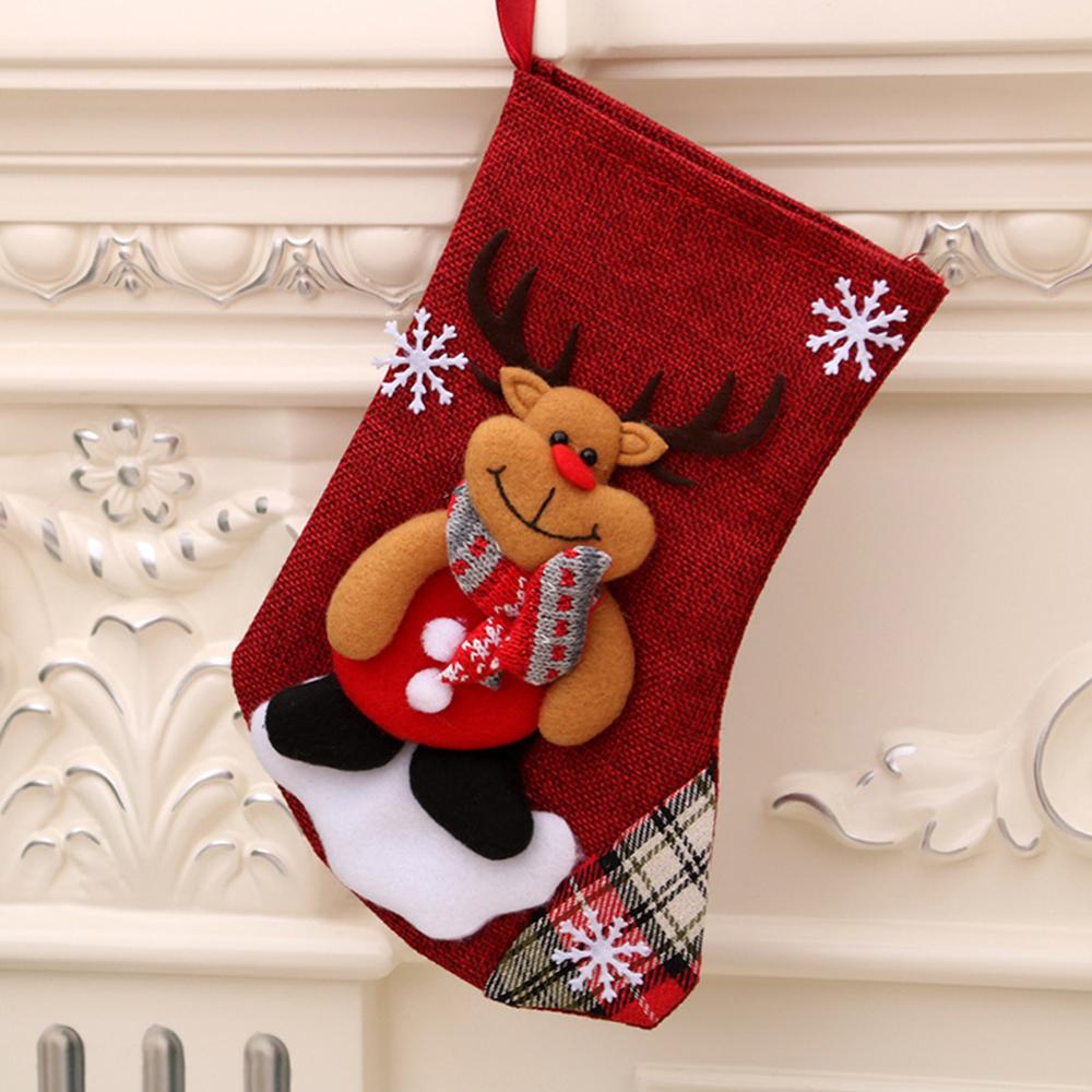 Xmas Tree Sokken Kerstsok Kerstman Sneeuwpop Kousen Candy Bag Xmas Haard Kerst Decor Navidad