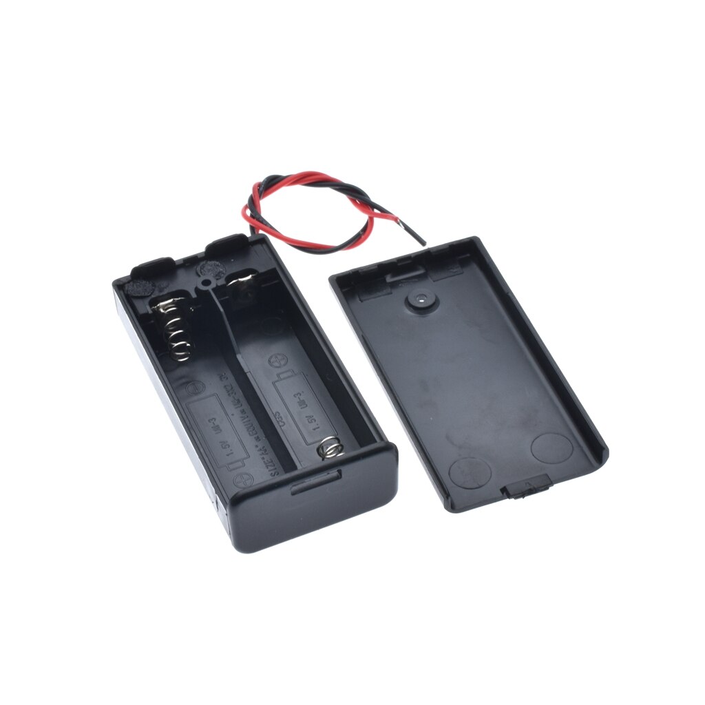 Black 2 AA Battery Holder Box Case With Switch 2 AA 2A Battery Holder Box Case With Switch 1PC