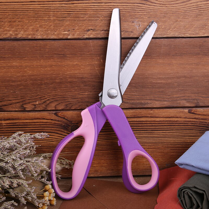 SHWAKK 1Pcs Stainless Steel Dressmaking Zig Zag Cut Scissors Sewing Scissors Cross Stitch Warp Head Tilt Up Scissors Cutter
