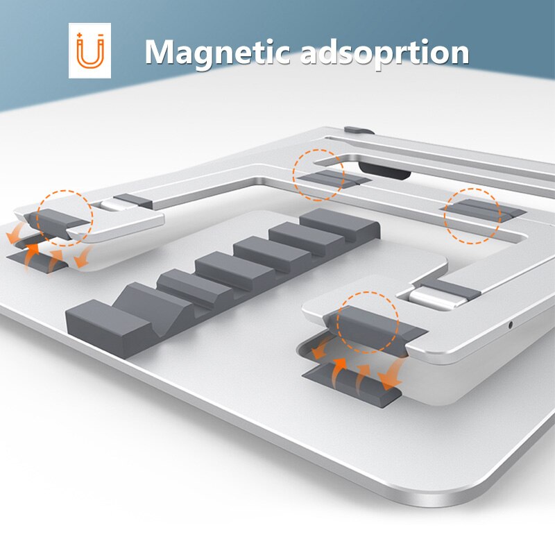 Notebookständer aus aluminiumlegierung, tragbarer magnetischer, faltbarer laptopständerhalter für macbook pro, verstellbare computer-kühlhalterung