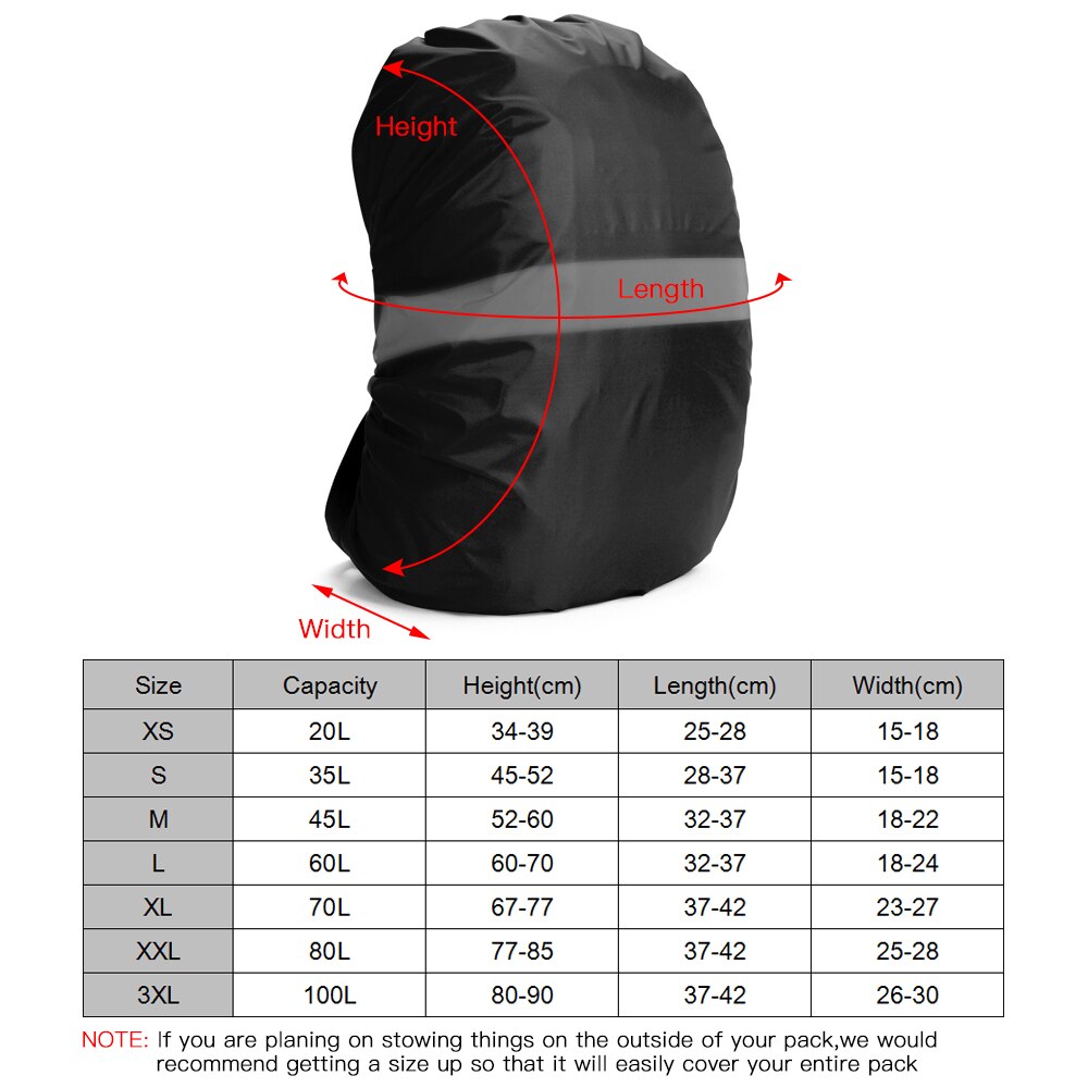 Women Men Waterproof Bag Rain Cover Backpack Cover with Reflective Strip For Cycling Camping Hiking Mountaineering Black