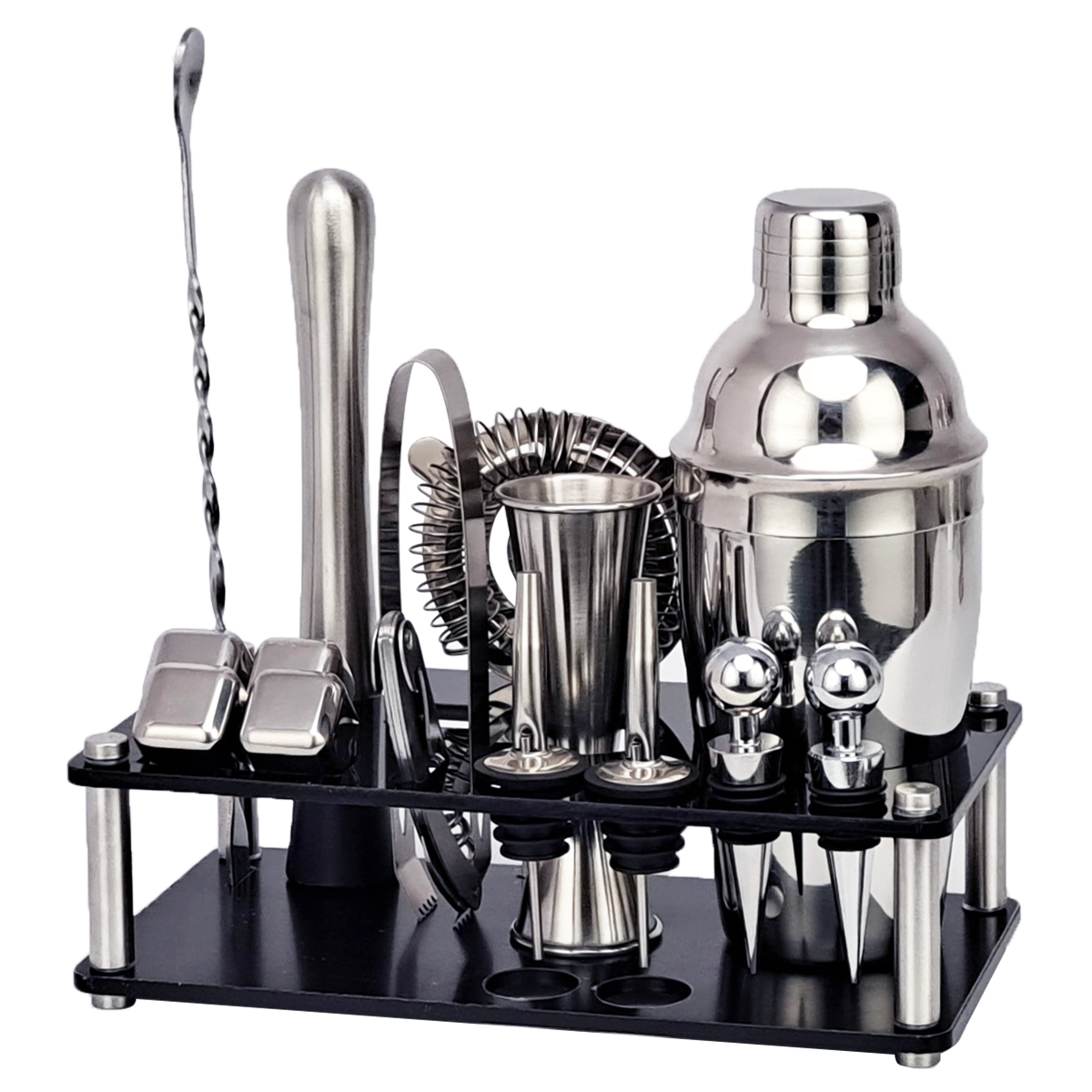Bartender Kit， 16-Piece Cocktail Shaker Set Whiskey Stone Acrylic Stand， For Mixed Drinks Martini Bar Tools Set Stainless Steel: cg1215-B16-550