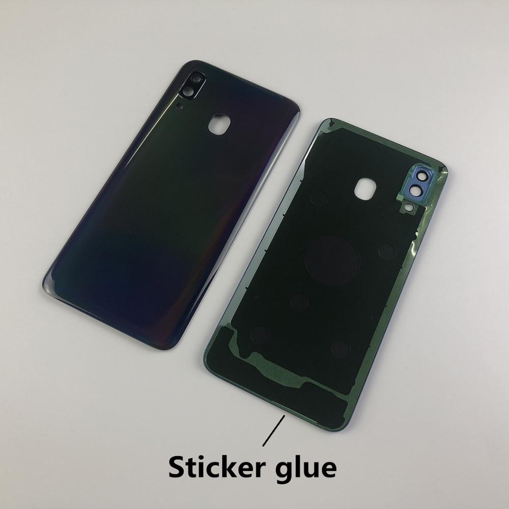 Para samsung galaxy a40 2019 a405 SM-A405F a405ds habitação quadro médio + bateria volta caso capa traseira lente da câmera adesivo logotipo