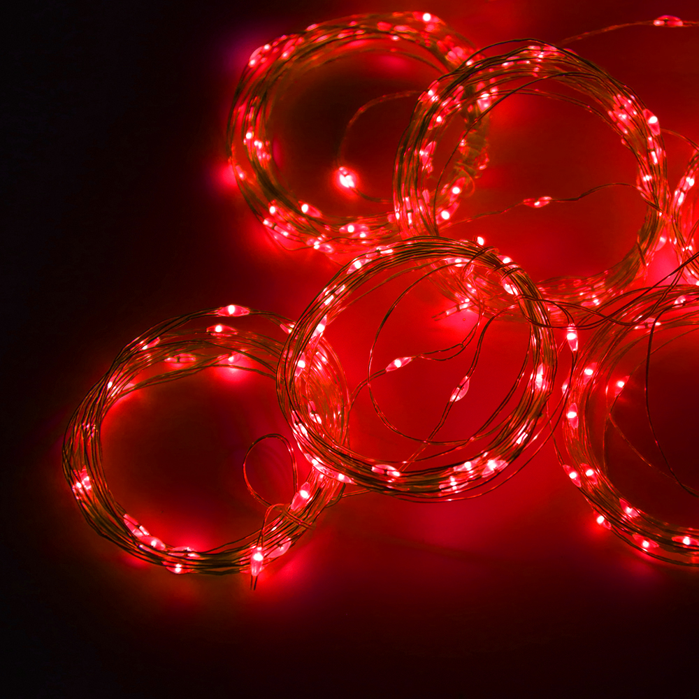 Garland gardin ljusslinga usb fjärrkontroll led koppartråd lampor 9 färg fairy lights bar fest bröllop sovrum dekorativa: Röd / 3 mx 3m 300 led