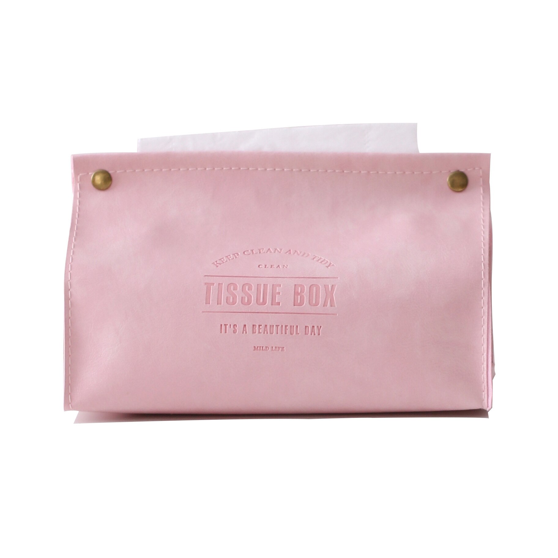 Caja para pañuelos con de mármol y cuero sintético, recipiente para pañuelos, servilletas de papel para el hogar y el coche: Pink-2